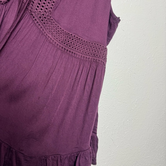 Torrid Bohemian Tassel Eyelet Sleeveless Ruffle Blouse - Picture 6 of 8